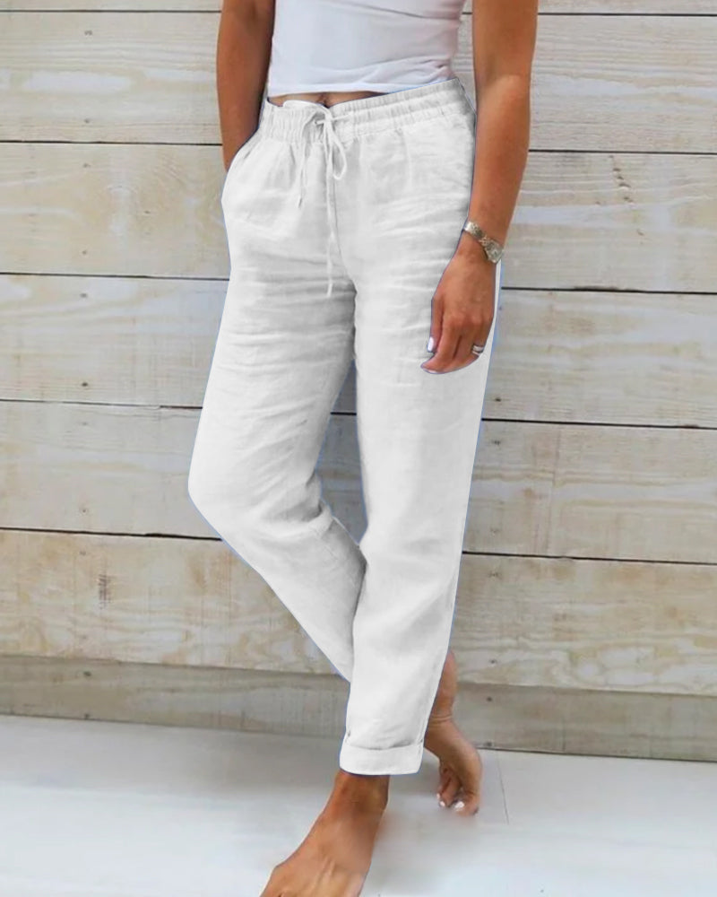 Allison - Luxe Linnen en Katoenen Tailored Broek
