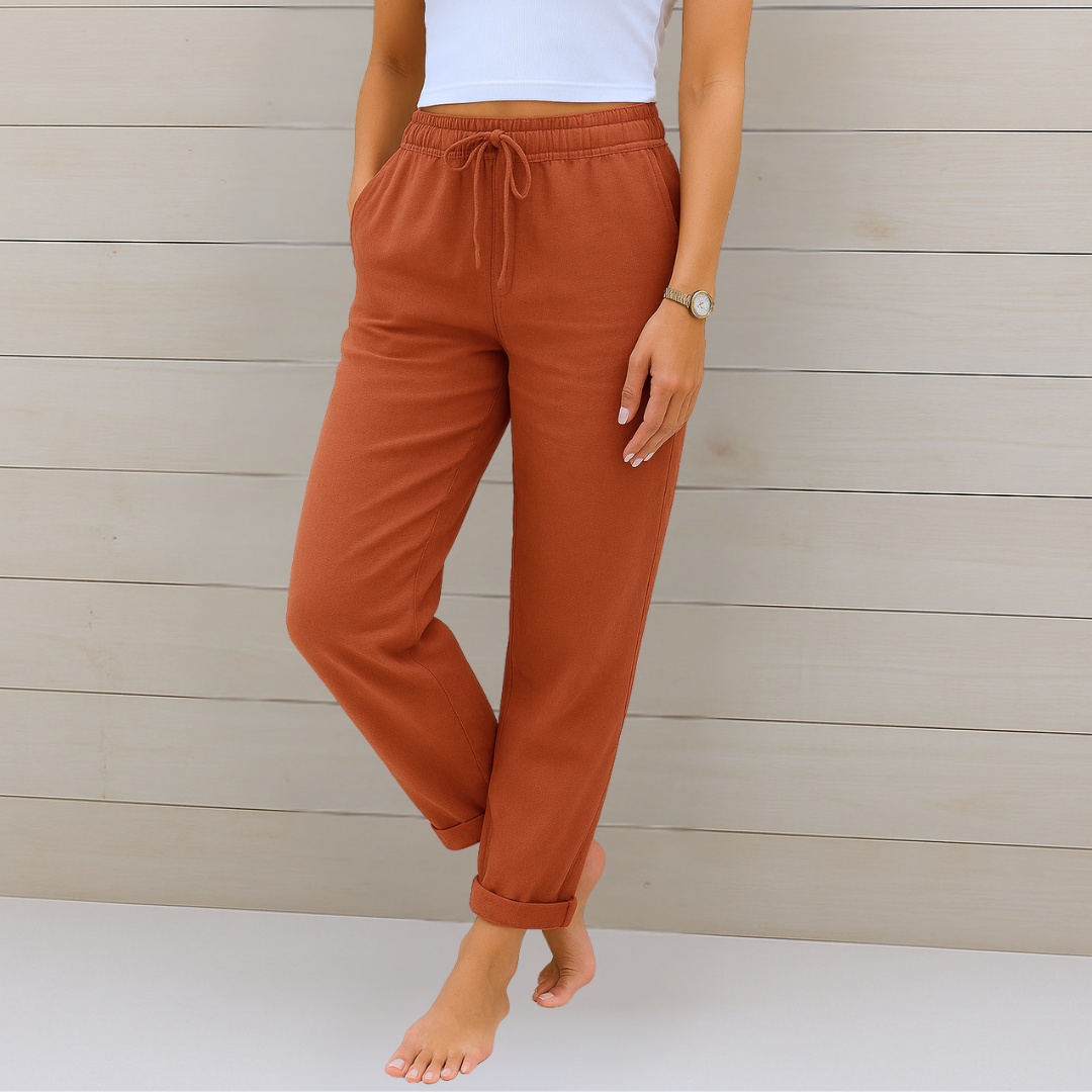 Maylora | Luchtige Linnen Broek met Koord