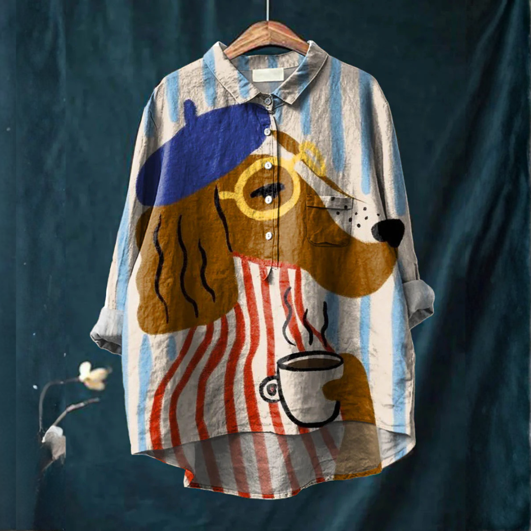 Vespera™ | Tijdloze Linnen Shirt met Motief