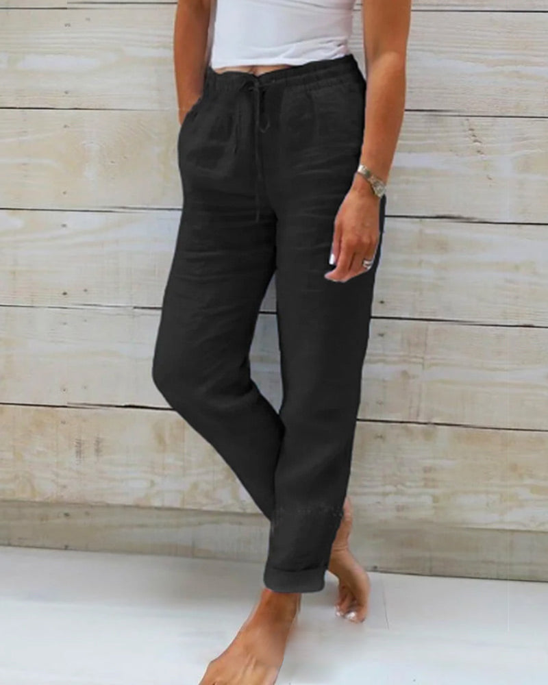 Allison - Luxe Linnen en Katoenen Tailored Broek