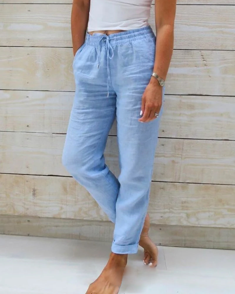 Allison - Luxe Linnen en Katoenen Tailored Broek