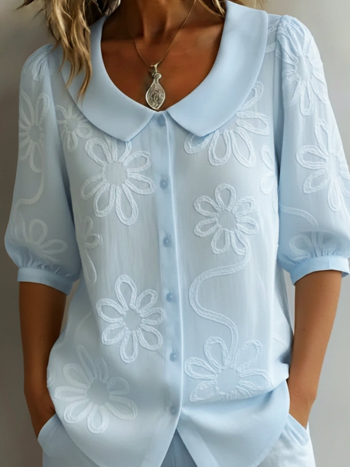 Kayleigh  | Lichte Bloemenblouse Natuurlijke Elegant