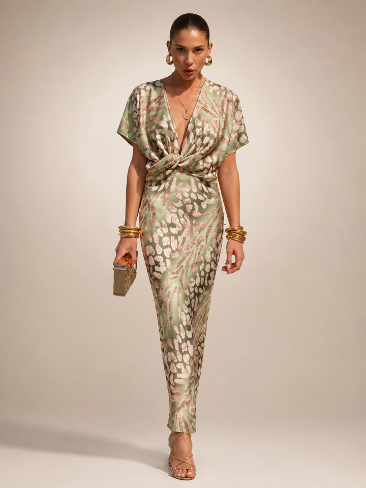 Stella | Maxidress met abstract patroon