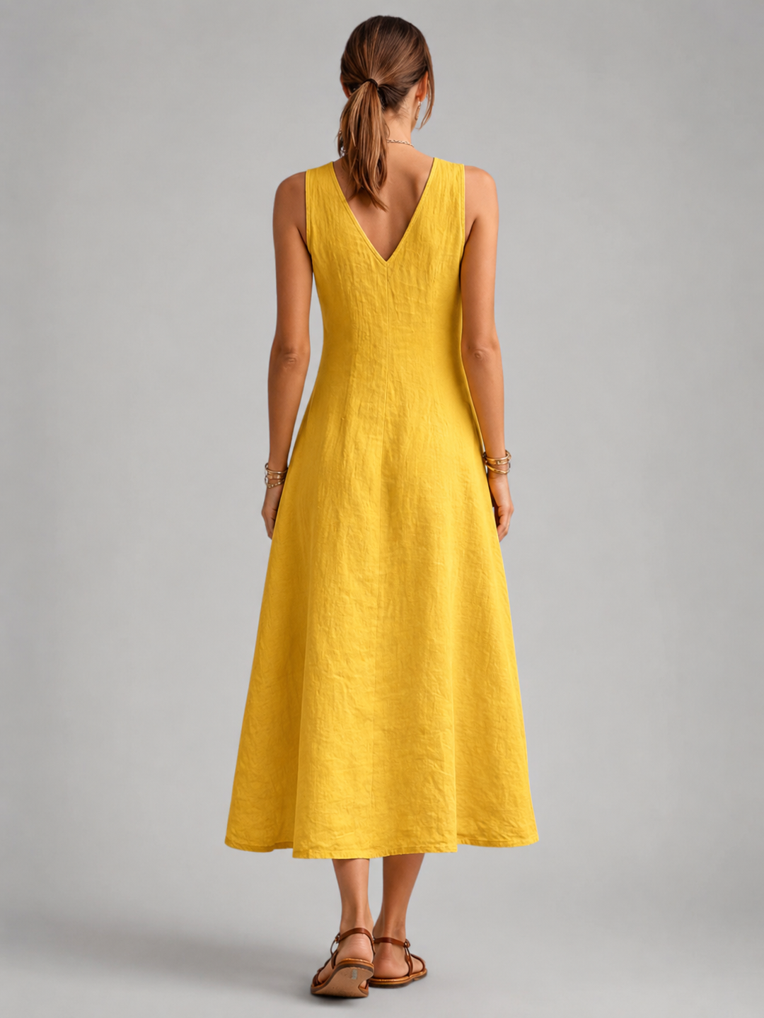 Greta | Linnen maxi-jurk met knoopsluiting