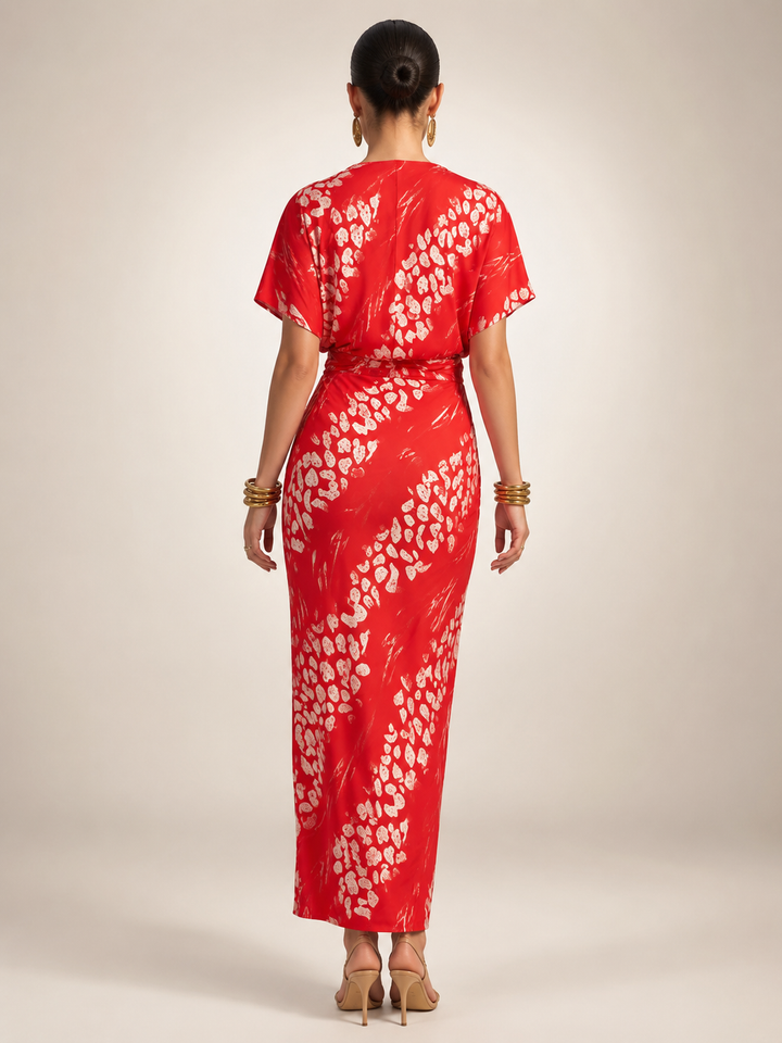 Stella | Maxidress met abstract patroon