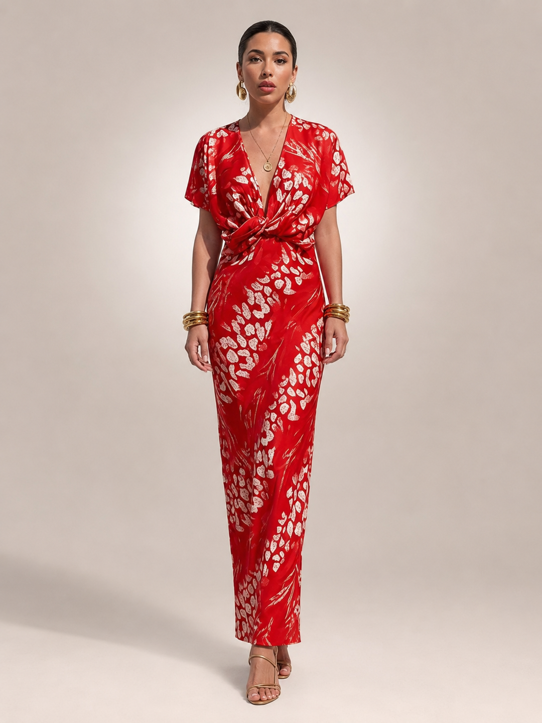 Stella | Maxidress met abstract patroon
