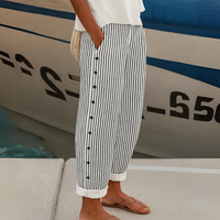 Caitlin | Elegante Strepen Broek met Knopen