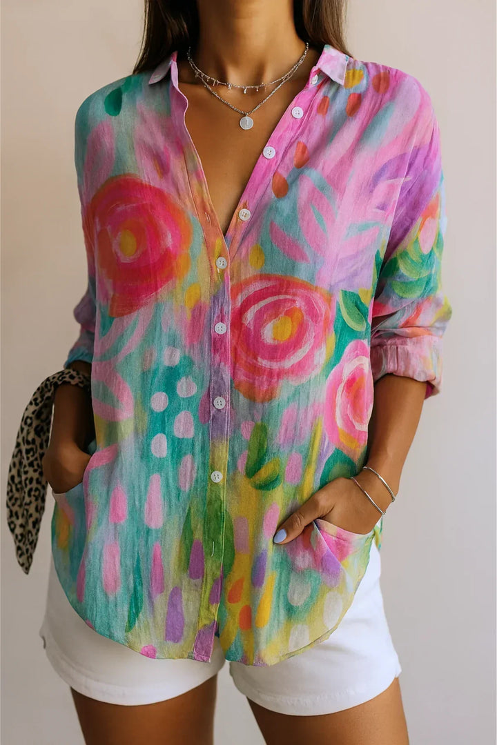 Astra | Blouse met Kleurrijk Motief