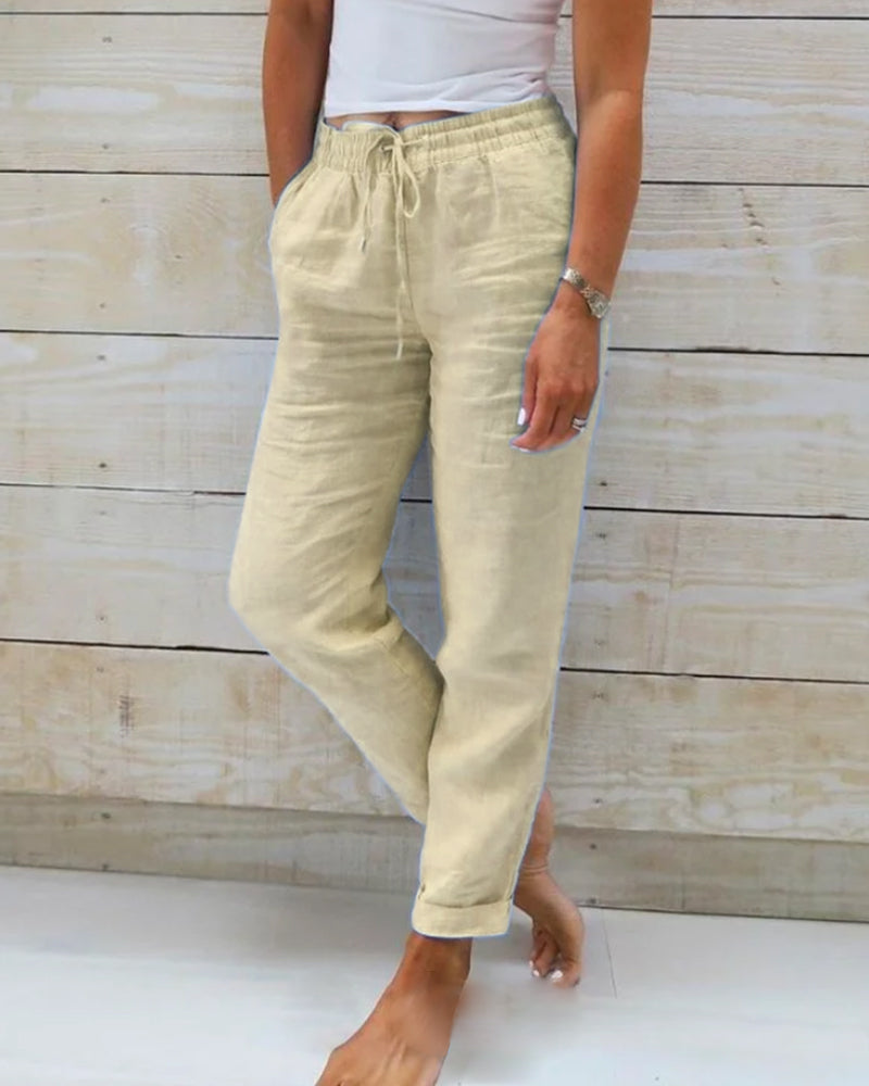 Allison - Luxe Linnen en Katoenen Tailored Broek