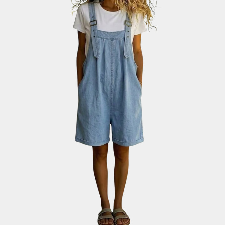 Lily | Salopette van zacht denim in vintage lichtblauw