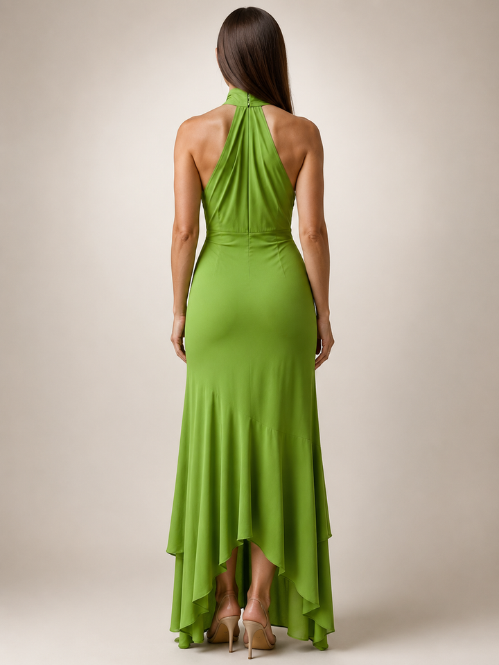 Vera | Drapé Midi-jurk met Halterneck