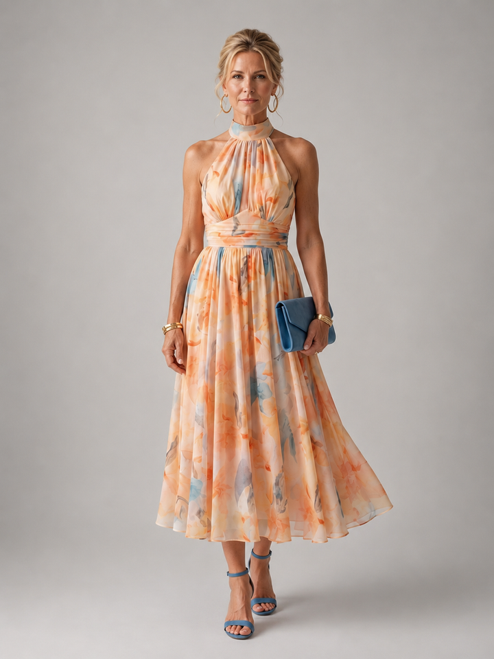Antonia | Zachte Halter Midi Jurk