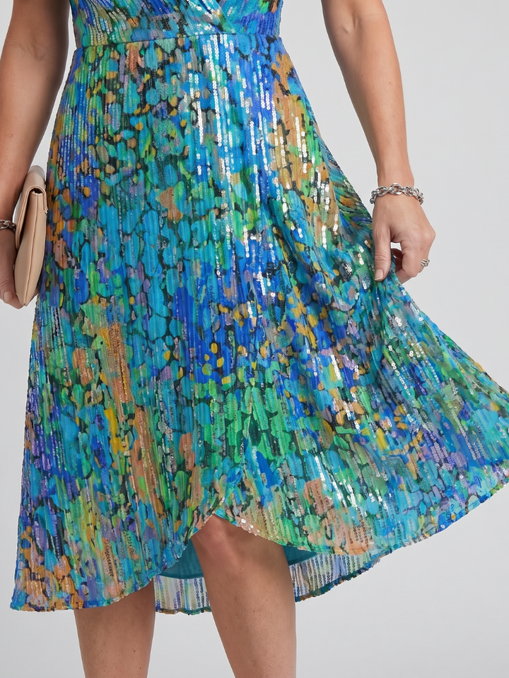Flora | Midi-jurk met fladdermouwen en bloemenpatroon