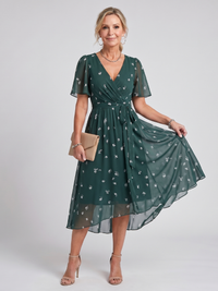 Flora | Midi-jurk met fladdermouwen en bloemenpatroon
