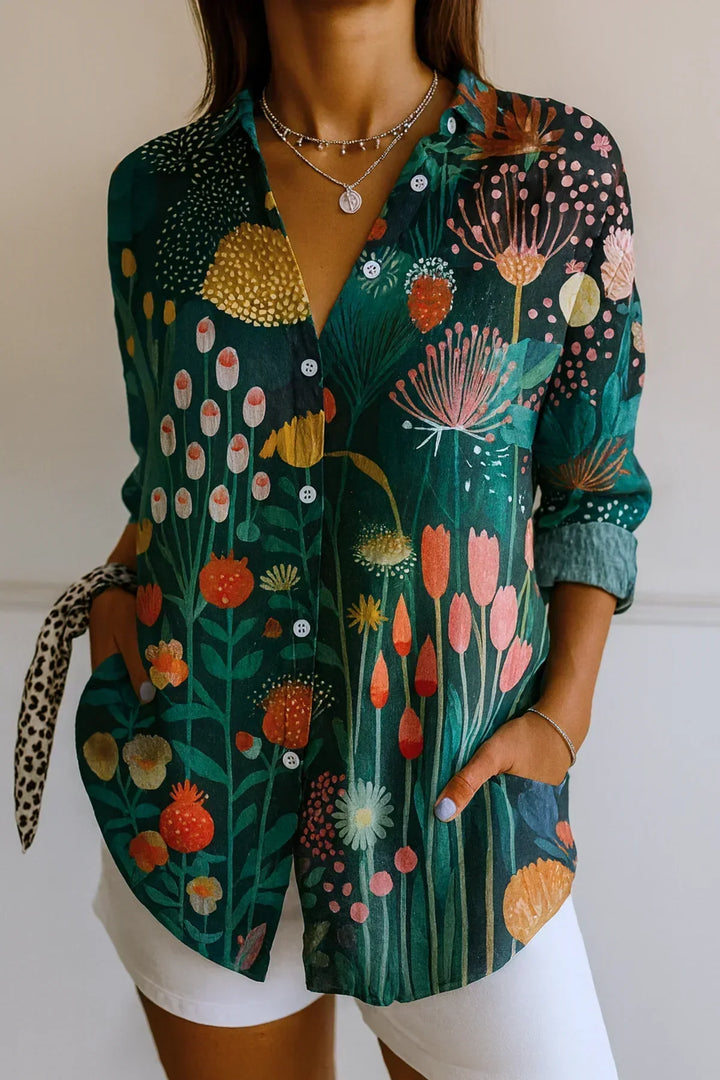 Astra | Blouse met Kleurrijk Motief