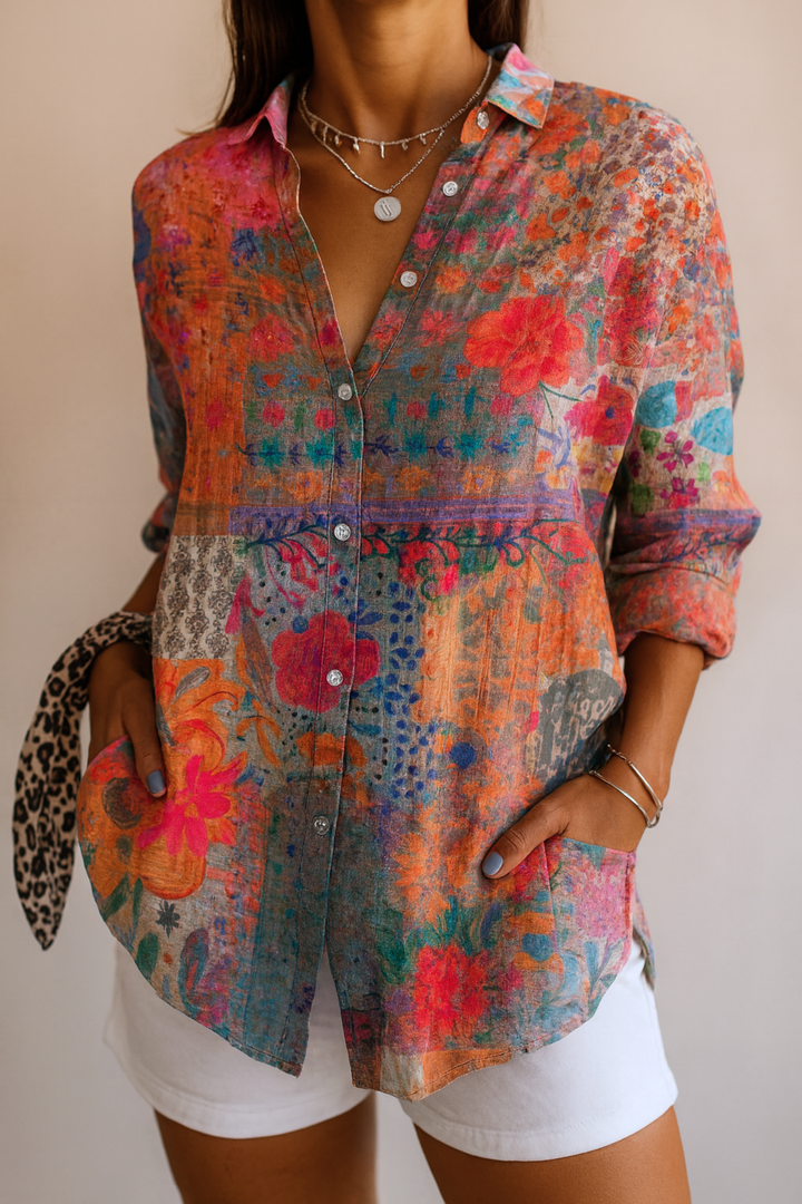 Astra | Blouse met Kleurrijk Motief