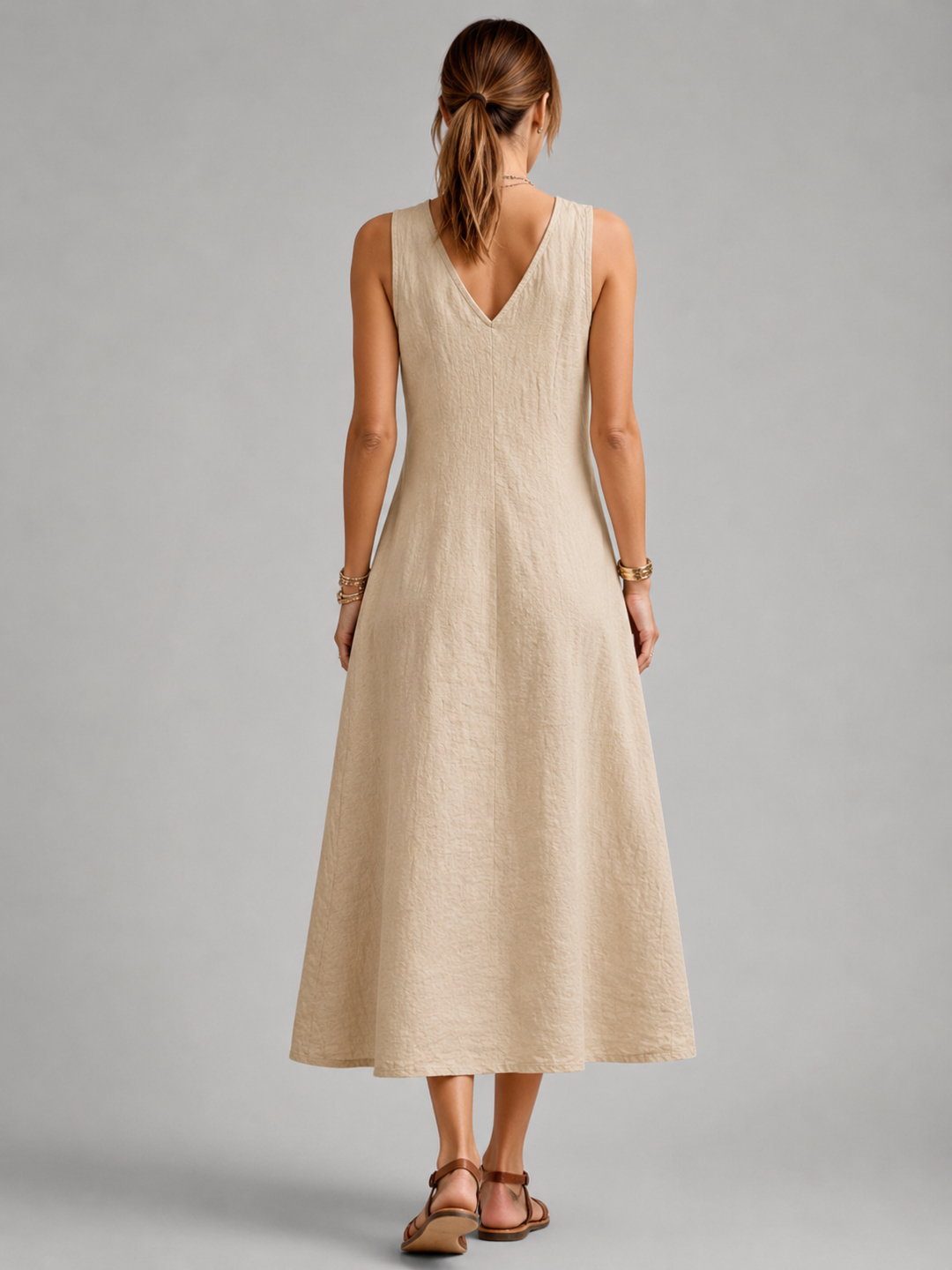 Greta | Linnen maxi-jurk met knoopsluiting