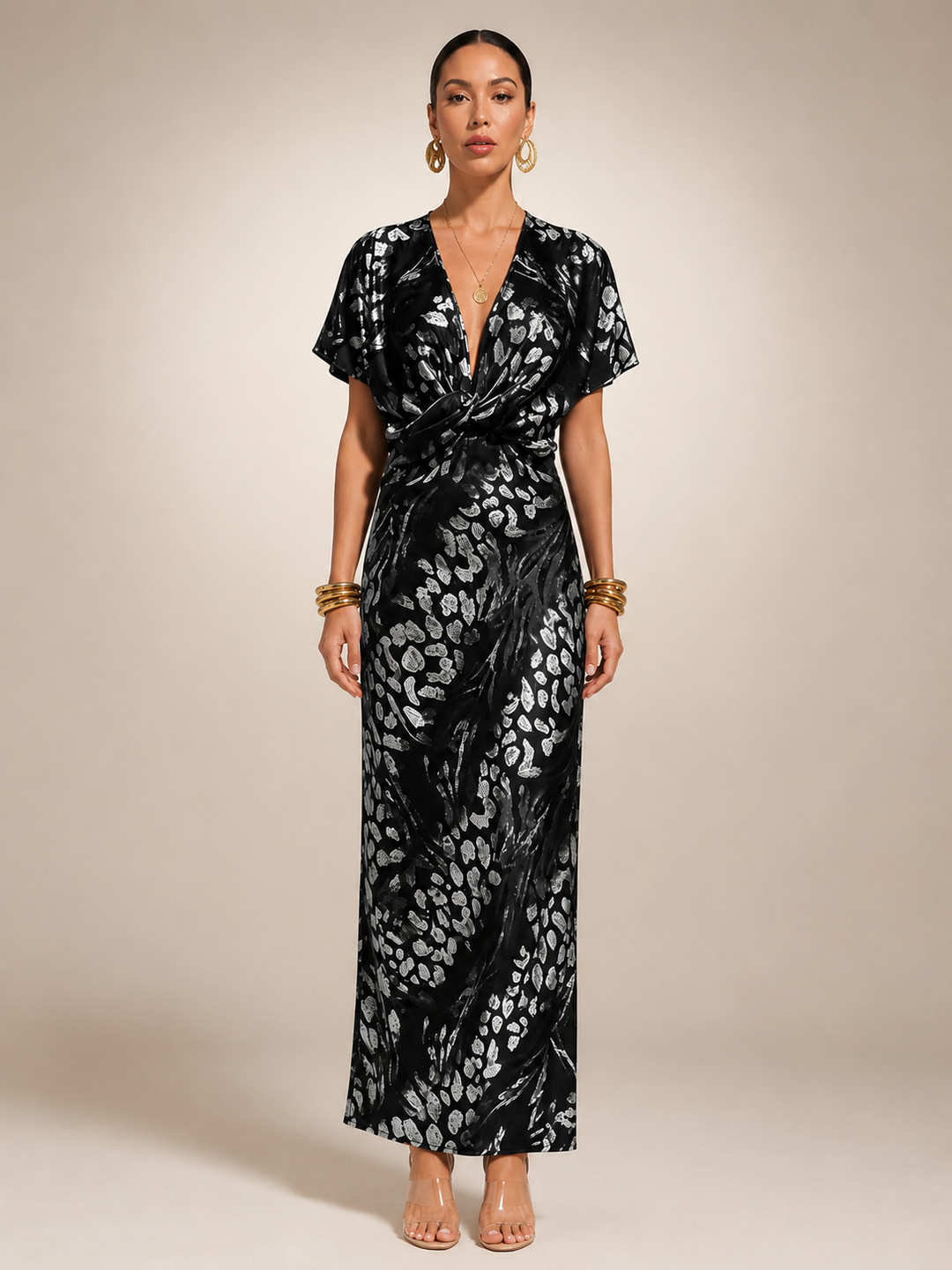 Stella | Maxidress met abstract patroon