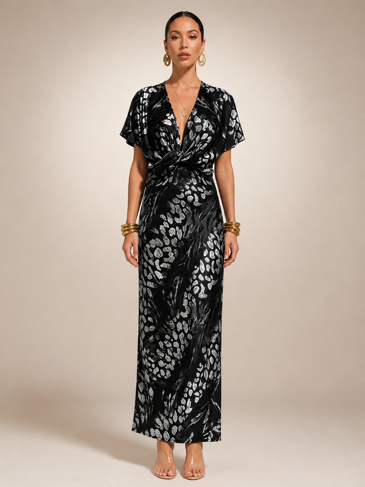 Stella | Maxidress met abstract patroon