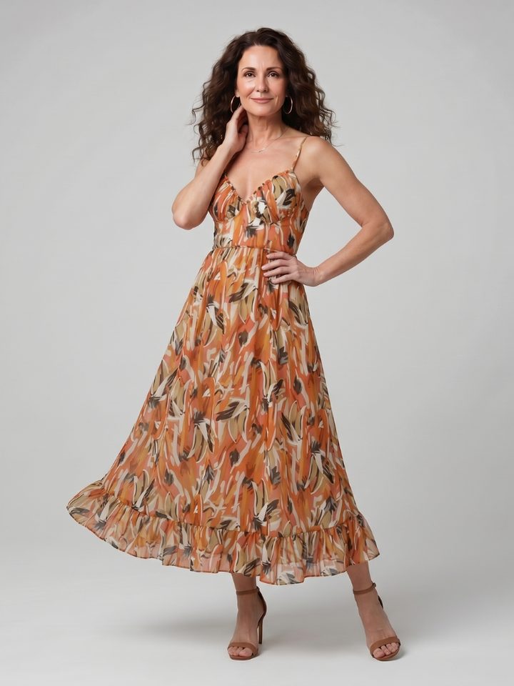 Dorothea | Midikleed met Spaghettibandjes