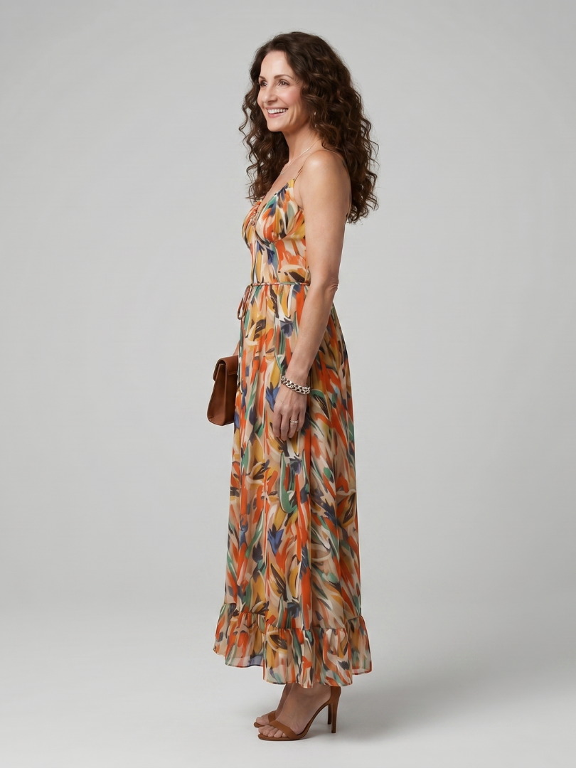 Dorothea | Midikleed met Spaghettibandjes