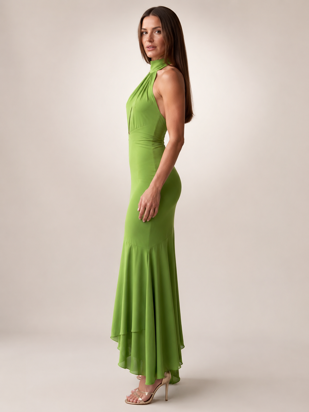 Vera | Drapé Midi-jurk met Halterneck