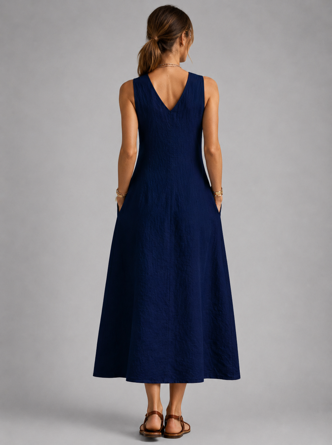 Greta | Linnen maxi-jurk met knoopsluiting