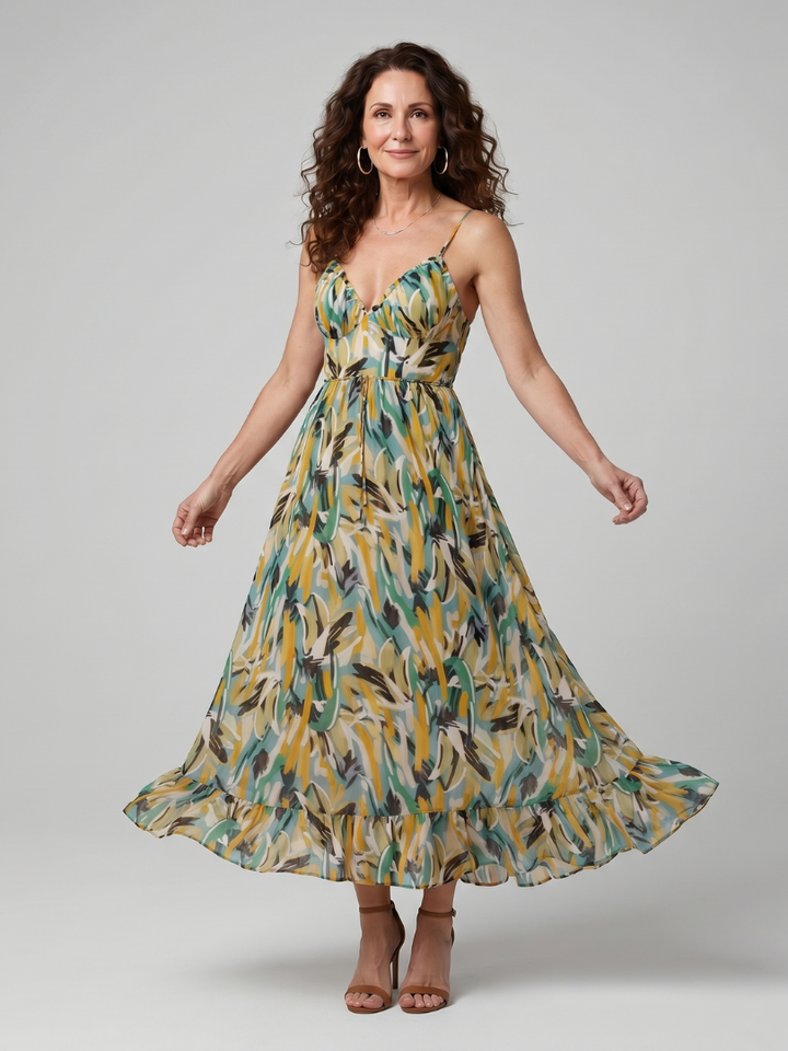 Dorothea | Midikleed met Spaghettibandjes