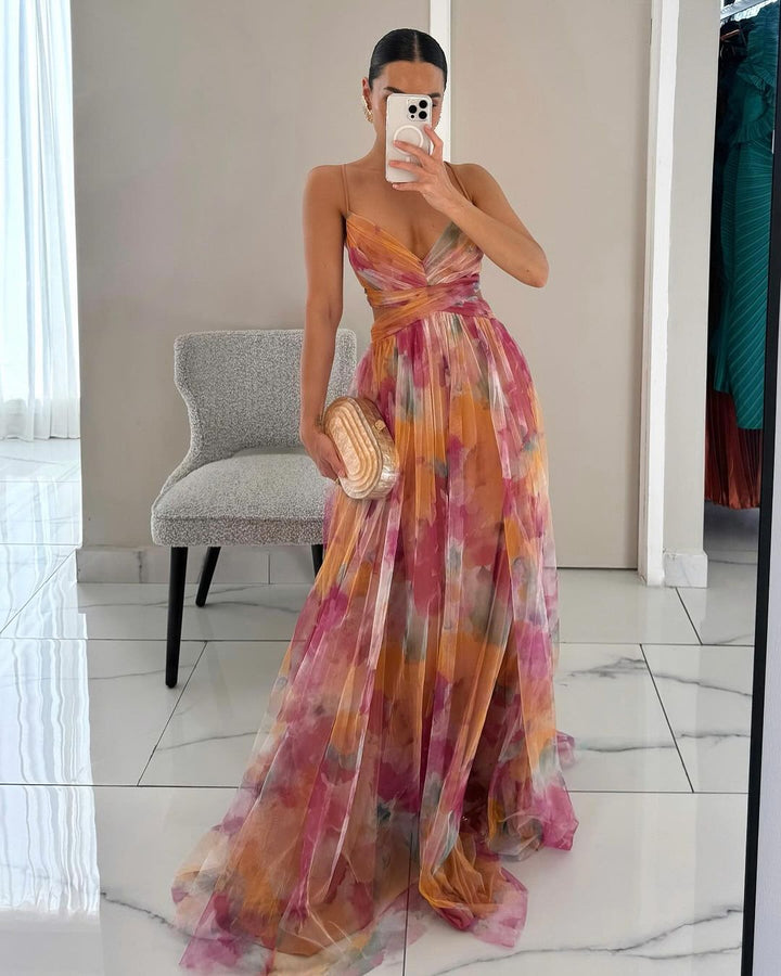 La Scintilla| Maxi Jurk Elegantie Bloemmotief