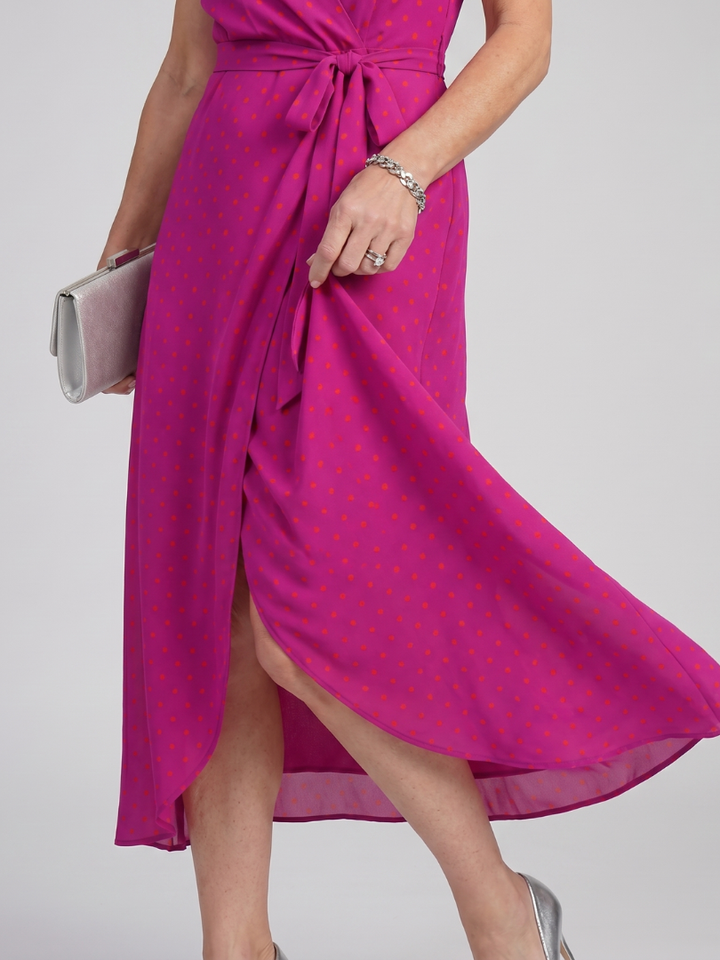 Lotte | Bloemige Wickelmidikleid met korte mouwen