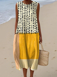 Leah™ Midi Jurk met Stippen en Colorblock