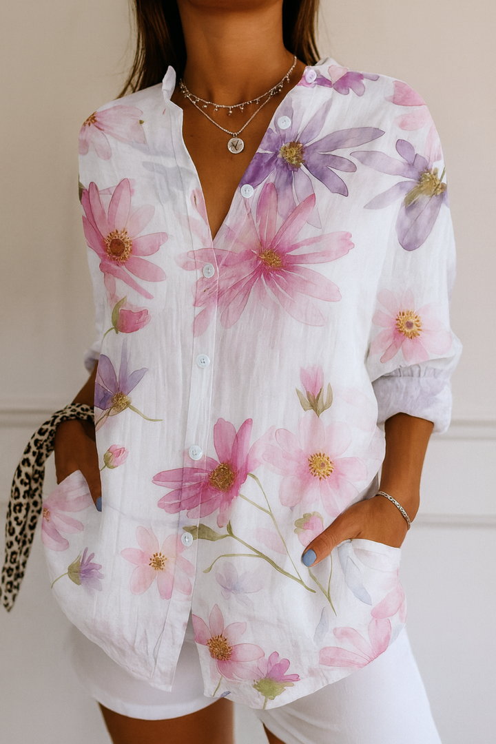 Astra | Blouse met Kleurrijk Motief