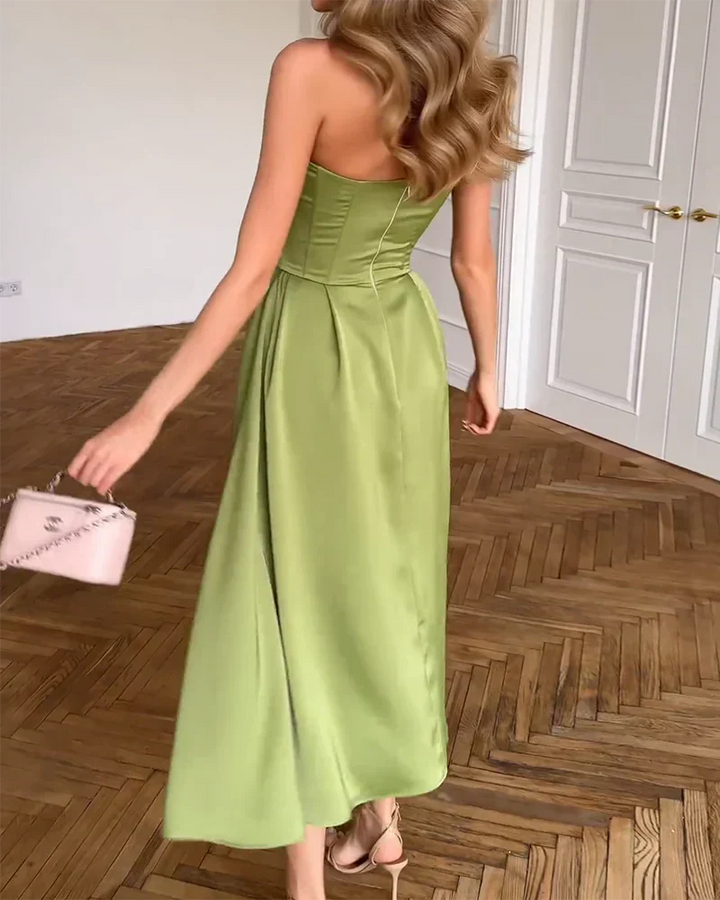 Liora™ | Elegante Midi Jurk Zonder Schouderbanden