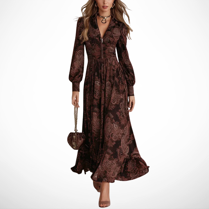 La Scintilla | LANG JURK MET ELEGANTE VINTAGE DRUK