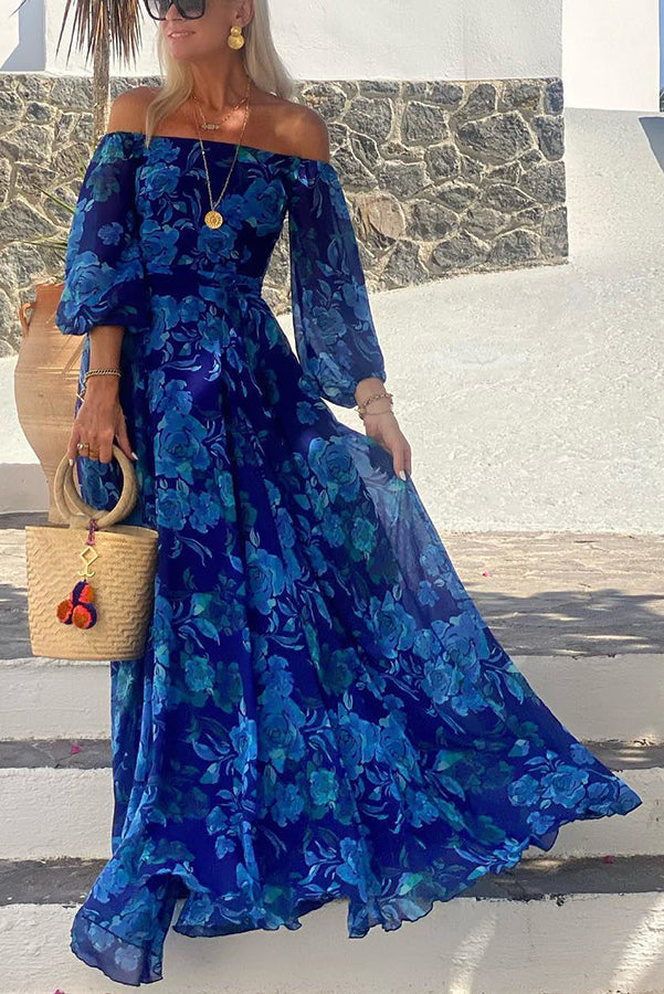 Luna™ | Maxi Jurk met Bloemenprint en Ontblote Mouwen