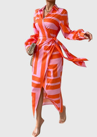 Everly | Elegante Wikkeljurk met Print