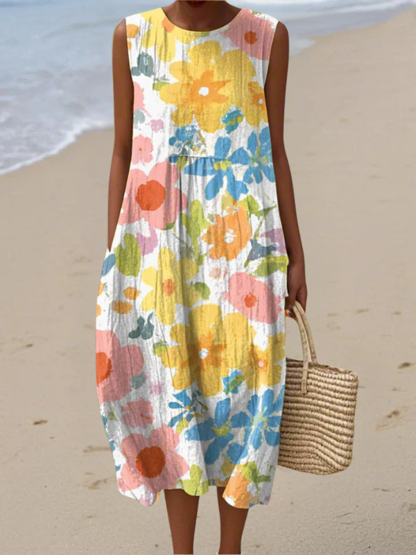 Ella™ Midi-jurk met pastelkleurige bloemen