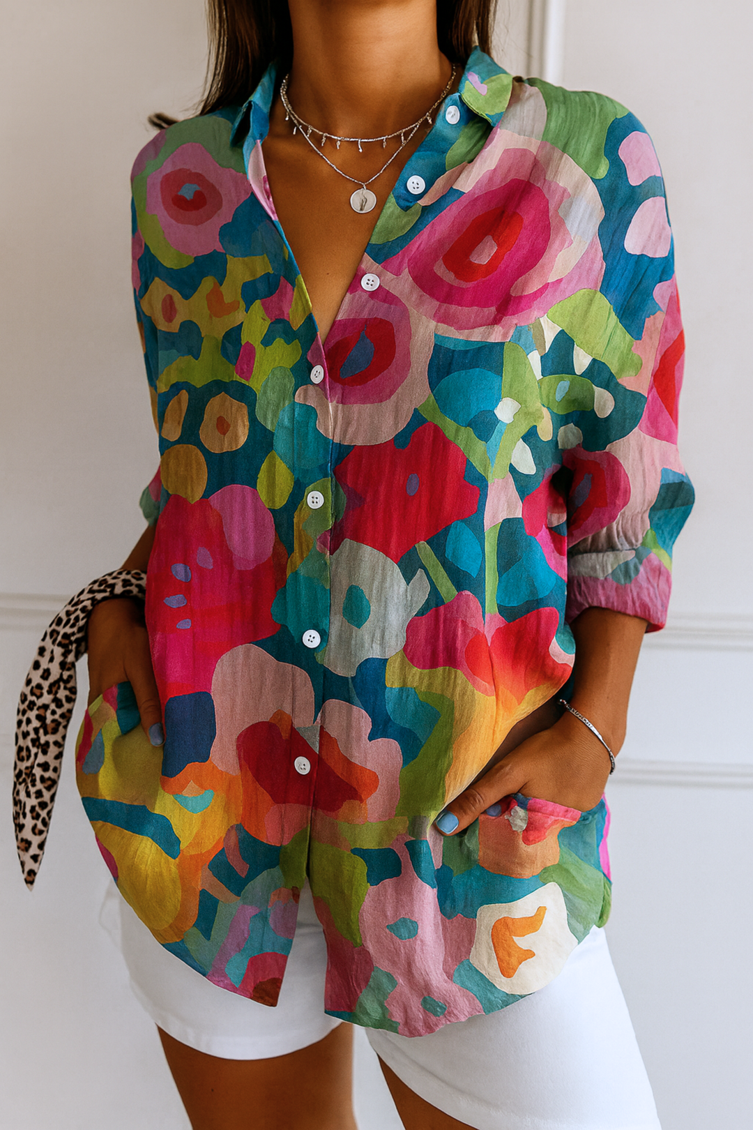 Astra | Blouse met Kleurrijk Motief