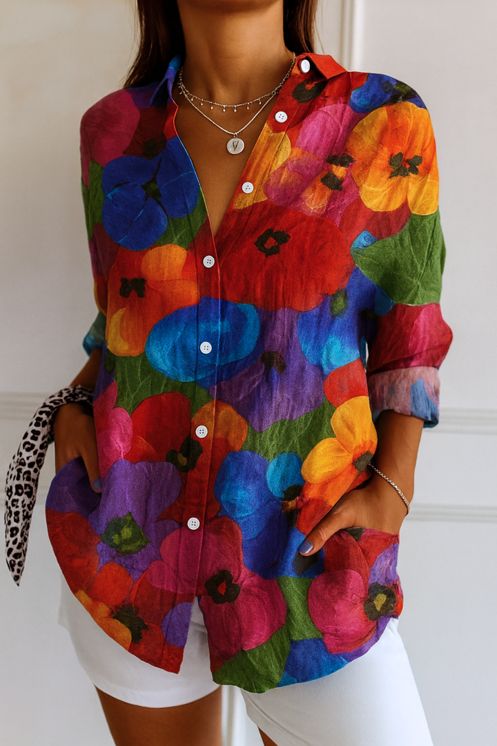 Astra | Blouse met Kleurrijk Motief