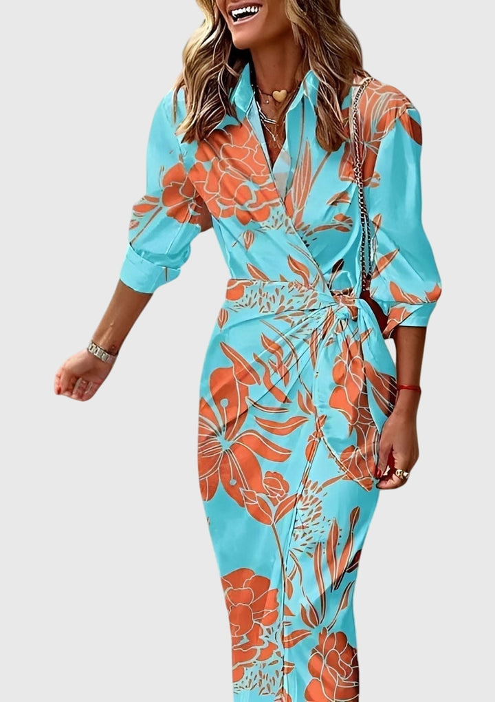 Everly | Elegante Wikkeljurk met Print