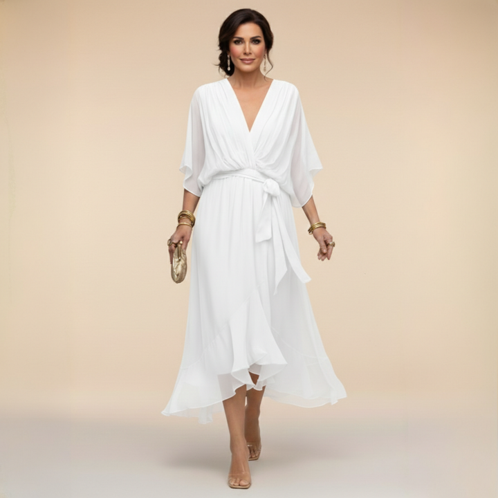 La Scintilla | Chiffon jurk met V-hals