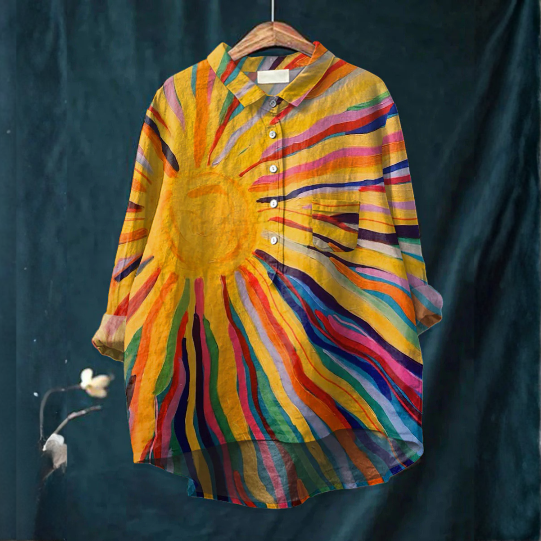 Elara™ | Tijdloze Linnen Shirt met Motief