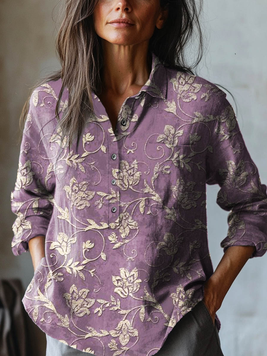 Inara™ | Tijdloze Linnen Shirt met Print
