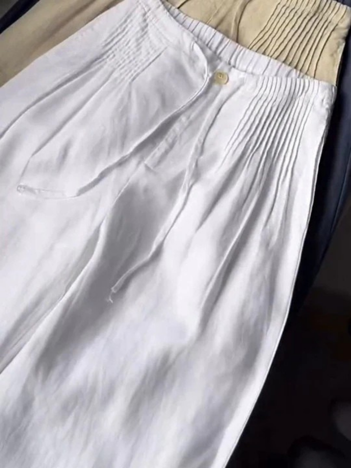 Camille | Wijde broeken van katoen en linnen mix