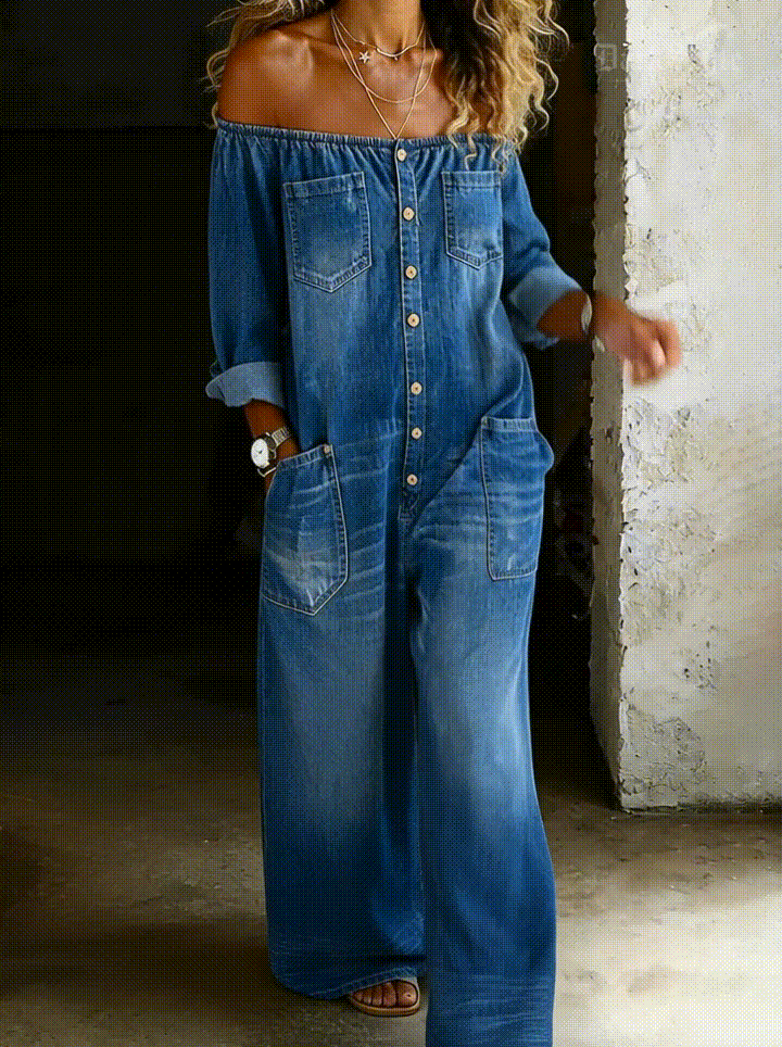 Helen | Lange Jumpsuit met Ontblote Schouders