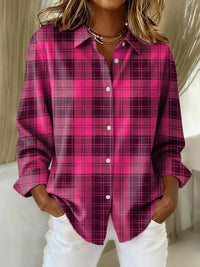 Retro Casual Geruite Damesblouse