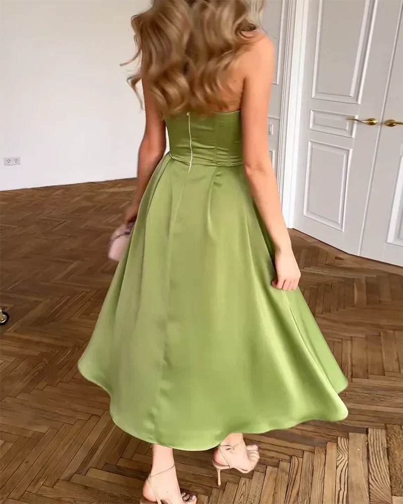 Liora™ | Elegante Midi Jurk Zonder Schouderbanden