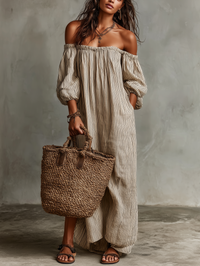 Elena | Lange vloeiende jurk met off-the-shoulder ontwerp
