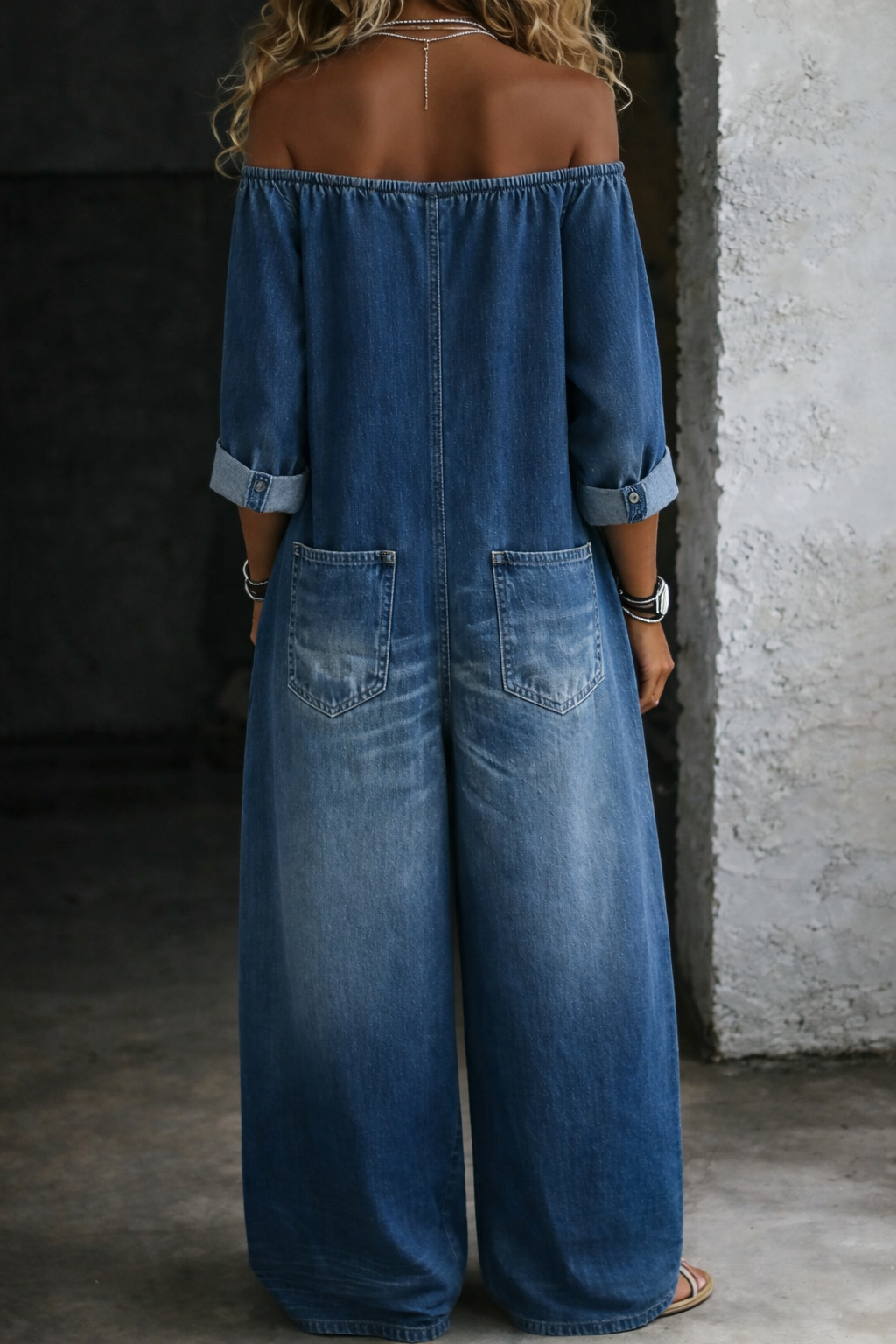 Helen | Lange Jumpsuit met Ontblote Schouders