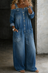 Firenze | Denim Overall met Ontblote Schouders